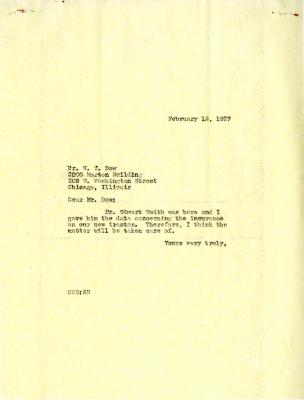 1937/02/12: [C. E. Godshalk] to W. Y. Dow