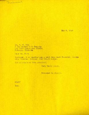 1928/05/09: [H. Teuscher] to W. Y. Dow