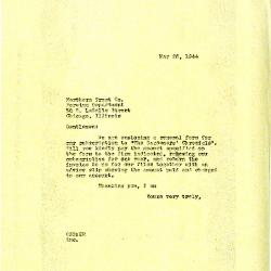 1944/05/26: [C.E. Godshalk] to Northern Trust Company, Foreign Department