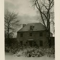 Clarence Godshalk's second Arboretum house (Superintendent's Residence), exterior front view in winter with new high roof added in 1940