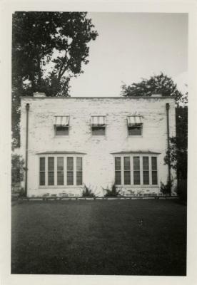 Second Arboretum residence built for Clarence Godshalk in the 1930s, rear exterior view, prior to high roof addition