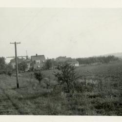 Looking north on Route 53 to Arboretum residential housing and South Farm, soon after Clarence Godshalk's first house was moved to South Farm and later to Arbordale 
