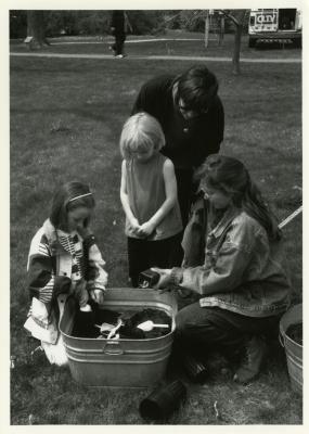 Arbor Day/Week, Rose Rieger planting with children