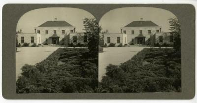 Administration Building entrance and drive, stereograph